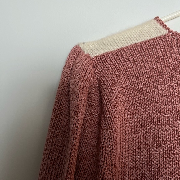 Rare 90s Braemar Jeremy Scott Angora Sweater Puff Shoulder, Pearl Beads Sz M - Picture 10 of 14